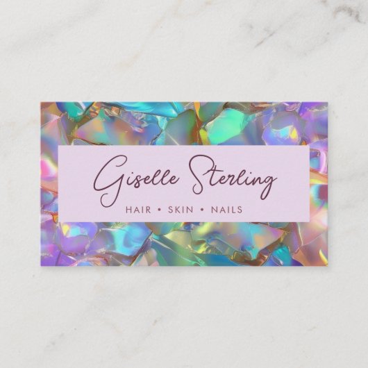 Elegant Opal Gemstone Modern QR Code 名刺 (正面)