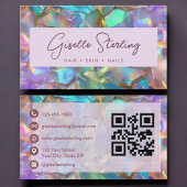 Elegant Opal Gemstone Modern QR Code 名刺