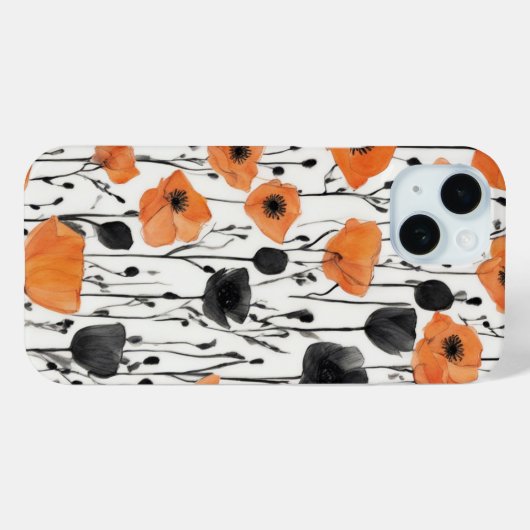 Elegant Orange and Black Floral Pattern – Modern  Case-Mate iPhoneケース (裏面 (横))