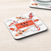 Elegant Orange And White Koi Fish コースター (左側)