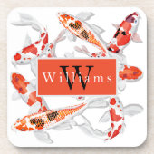 Elegant Orange And White Koi Fish コースター (正面)