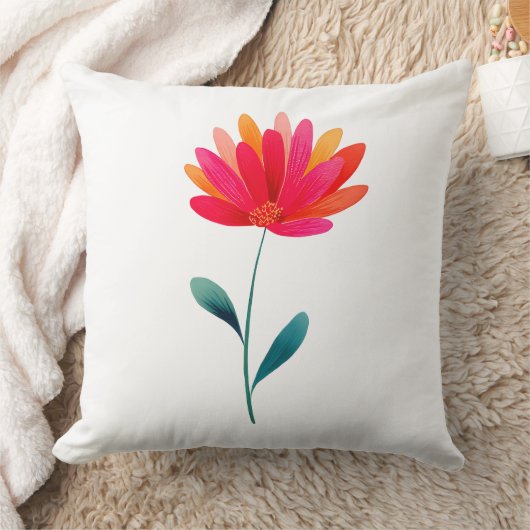 Elegant Orange Floral Botanical Throw Pillow クッション (ブランケット)