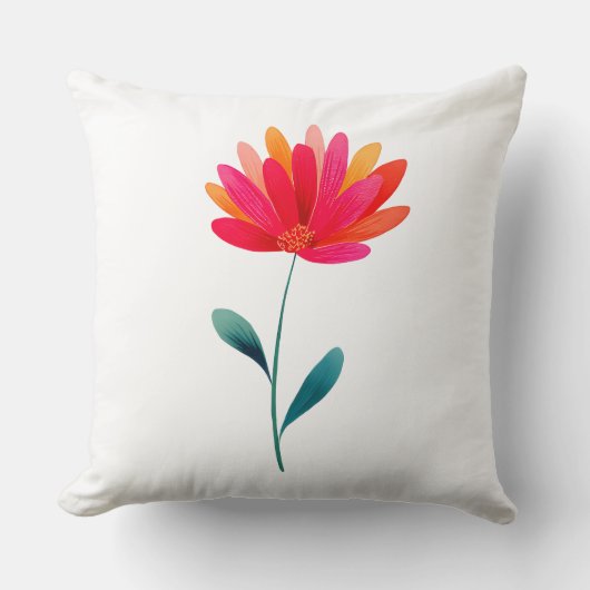 Elegant Orange Floral Botanical Throw Pillow クッション (正面)
