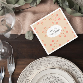 Elegant Orange Floral Wedding Cocktail Napkin スタンダードカクテルナプキン