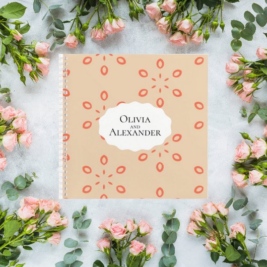 Elegant Orange Floral Wedding Guest Book ノートブック
