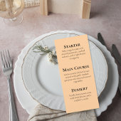 Elegant Orange Floral Wedding Menu Card メニュー