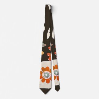 Elegant Orange Flower Pattern Tie ネクタイ