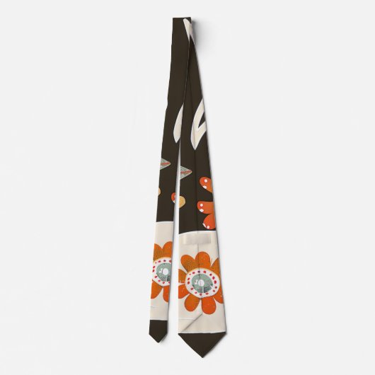 Elegant Orange Flower Pattern Tie ネクタイ (裏面)