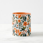 Elegant Orange Flowers Spring Botanical Pattern  マグカップ (中央)