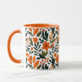 Elegant Orange Flowers Spring Botanical Pattern  マグカップ (左)