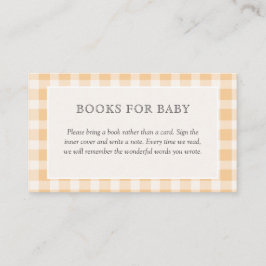 Elegant Orange Gingham Baby Shower Books For Baby エンクロージャーカード