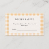 Elegant Orange Gingham Baby Shower Diaper Raffle エンクロージャーカード (正面)