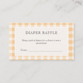 Elegant Orange Gingham Baby Shower Diaper Raffle エンクロージャーカード