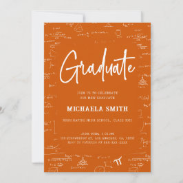 Elegant Orange Graduate Math Graduation 招待状