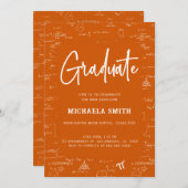 Elegant Orange Graduate Math Graduation 招待状 (正面/裏面)