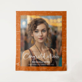 Elegant Orange Math Congratulations Photo Graduate タペストリー