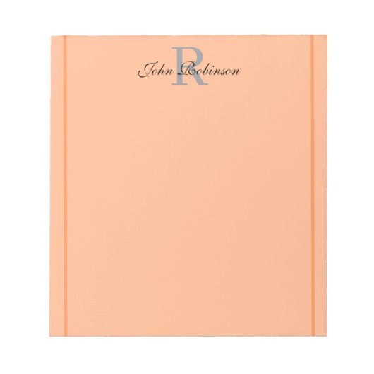 Elegant Orange Monogram Notepad ノートパッド (正面)