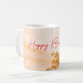 Elegant Orange Orchid Birthday コーヒーマグカップ (正面左)