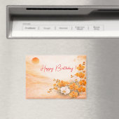 Elegant Orange Orchid Birthday マグネット (インサイチュ (食洗機))