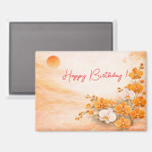 Elegant Orange Orchid Birthday マグネット (正面/裏面)