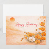 Elegant Orange Orchid Birthday Card シーズンカード (正面/裏面)