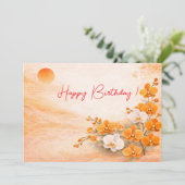 Elegant Orange Orchid Birthday Card シーズンカード (スタンド正面)