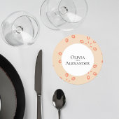 Elegant Orange Pattern Wedding Coaster ラウンドペーパーコースター