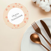 Elegant Orange Pattern Wedding Coaster ラウンドペーパーコースター