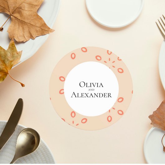 Elegant Orange Pattern Wedding Coaster ラウンドペーパーコースター
