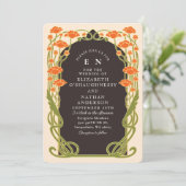 Elegant Orange Poppy Art Nouveau Floral Wedding 招待状 (スタンド正面)