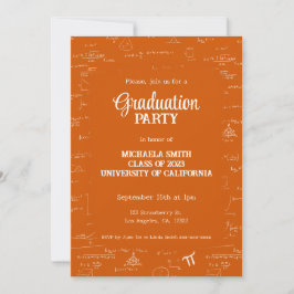 Elegant Orange Script Math Graduation 招待状