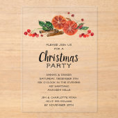 Elegant Orange Slices and Cinnamon Christmas アクリル招待状 (正面)