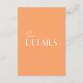 Elegant Orange White Stylish Wedding Details エンクロージャーカード (裏面)