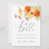 Elegant Orange & Yellow Wildflower Wedding セーブザデート (正面)