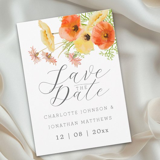 Elegant Orange & Yellow Wildflower Wedding セーブザデート
