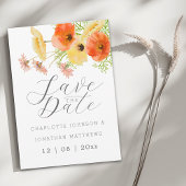 Elegant Orange & Yellow Wildflower Wedding セーブザデート