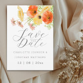 Elegant Orange & Yellow Wildflower Wedding セーブザデート