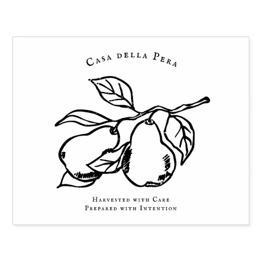 Elegant Orchard Pear Illustration Rubber Stamp ラバースタンプ (インプリント)