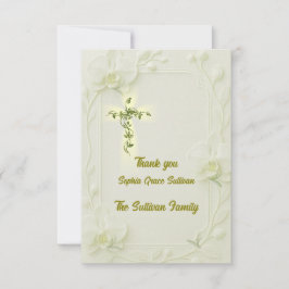 Elegant Orchid and Vine Cross thank you card サンキューカード