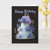 Elegant Orchid Birthday Cake Floral Birthday Card カード (黄色い花)