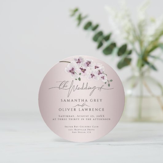 Elegant Orchid Botanical Wedding Invitation (スタンド正面)