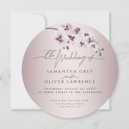 Elegant Orchid Botanical Wedding Invitation (正面)