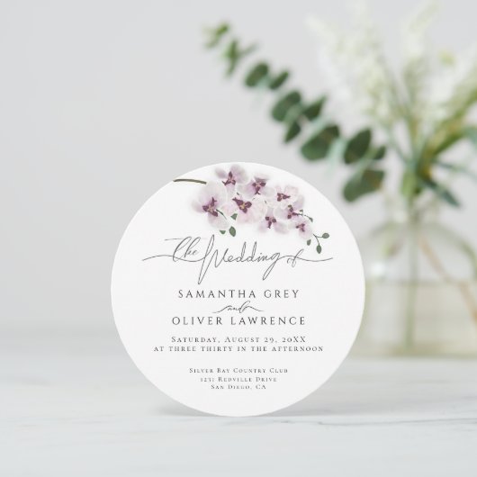 Elegant Orchid Minimalist Wedding Invitation (スタンド正面)