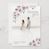 Elegant Orchid Minimalist Wedding Thank You Card セーブザデート (正面)