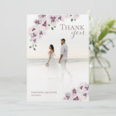 Elegant Orchid Minimalist Wedding Thank You Card セーブザデート (スタンド正面)