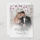 Elegant Orchid Minimalist Wedding Thank You Card セーブザデート (裏面)
