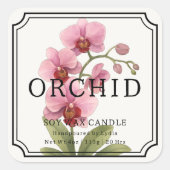 Elegant Orchid Soy Wax Candle Business Label スクエアシール (正面)