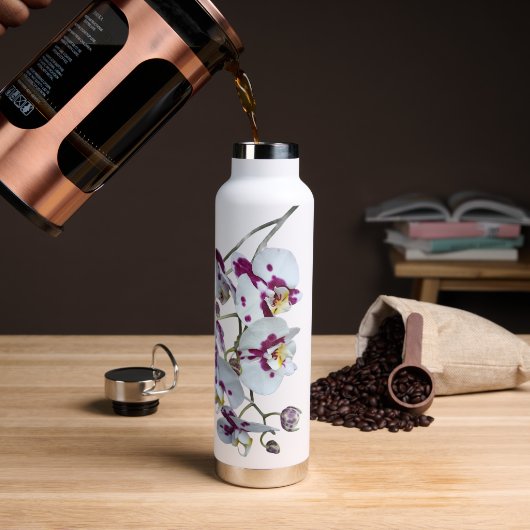 Elegant Orchid Water Bottle – Floral Hydration in  ウォーターボトル (コーヒー)