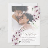 Elegant Orchid Wedding Invitation Photo Card セーブザデート (正面)