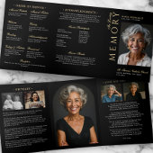 Elegant Order Of Service Obituary 6-Photo Funeral 三つ折りプログラム